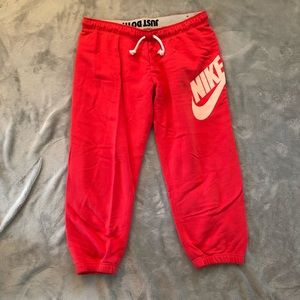 Nike Cropped Sweatpants - Size Large - Coral